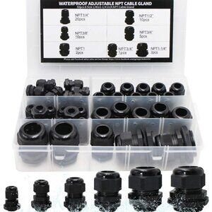Cord Grip Cable Glands Kit for Electrical Box NPT Waterproof Nylon Strain Relief